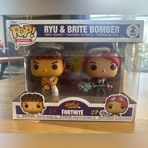 Funko Pop Games Ryu & Brite Bomber 2 Pack Street Fighter Fortnite Vinyl Figures